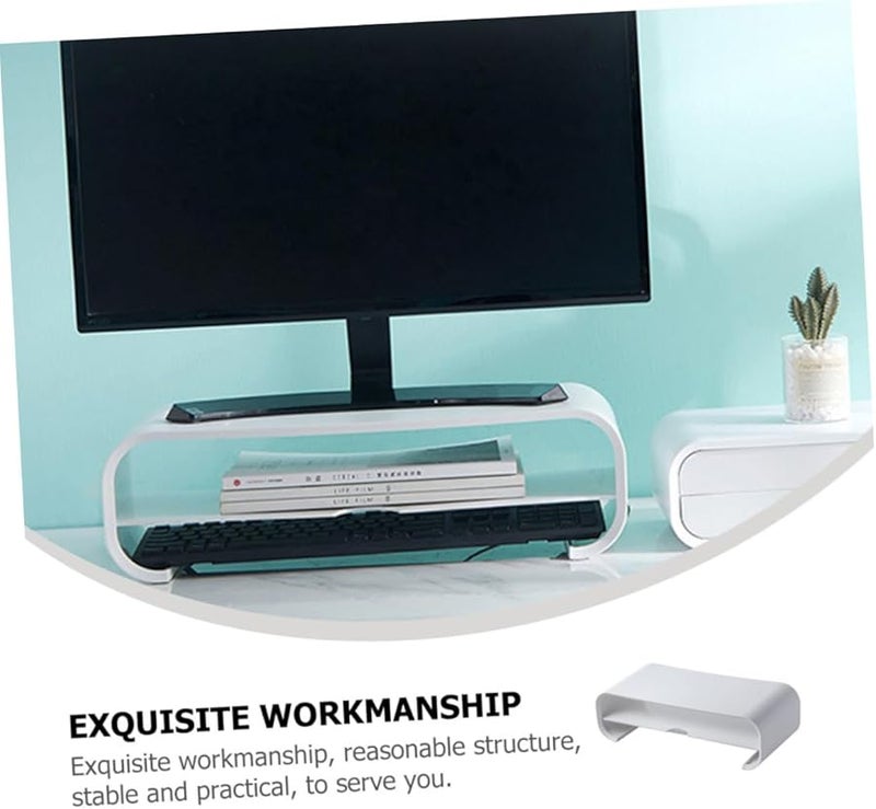 Black Monitor Stand Riser with Storage Shelf Ergonomic Desktop Organizer for Office Use - Image 5